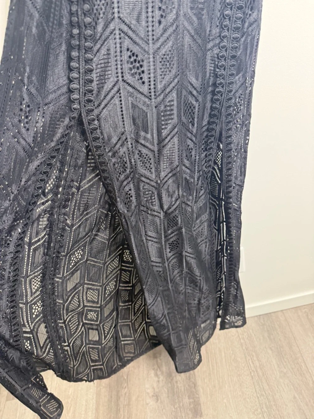 Guess Black Lace Halter Maxi Dress size medium slits - Picture 2 of 10